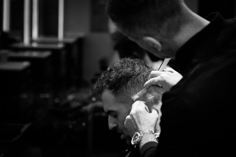 A straight razor shave, close